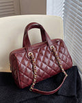 StyleShoot's Quilted Chain Strap Shoulder Bag in Cherry Red