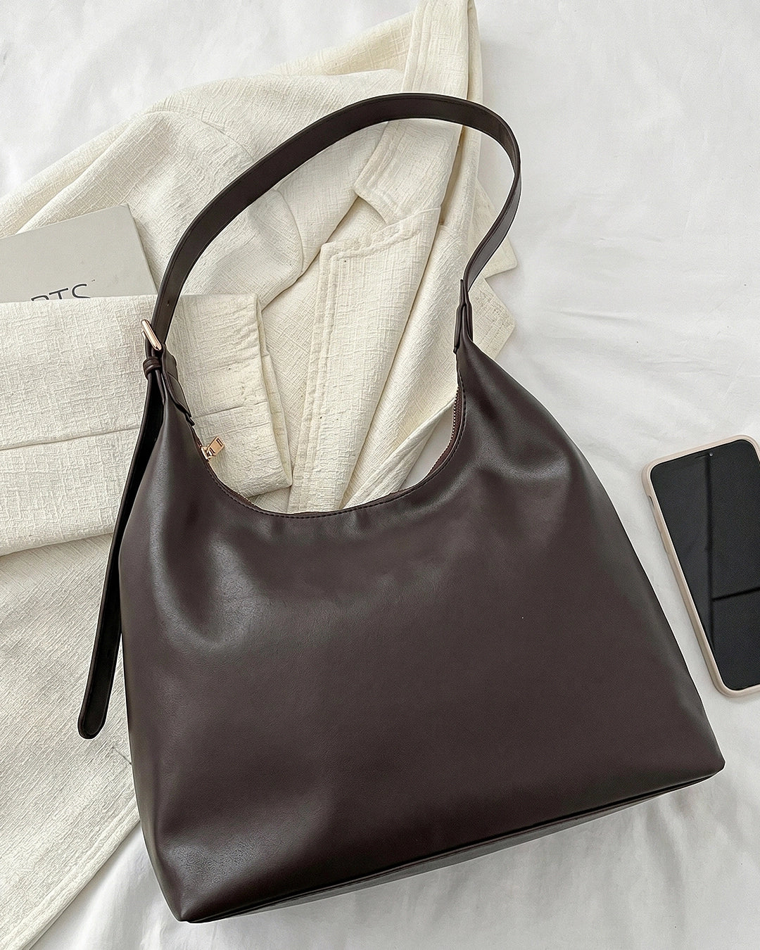 StyleShoot's Classic Slouch Tote Bag in Cocoa Brown