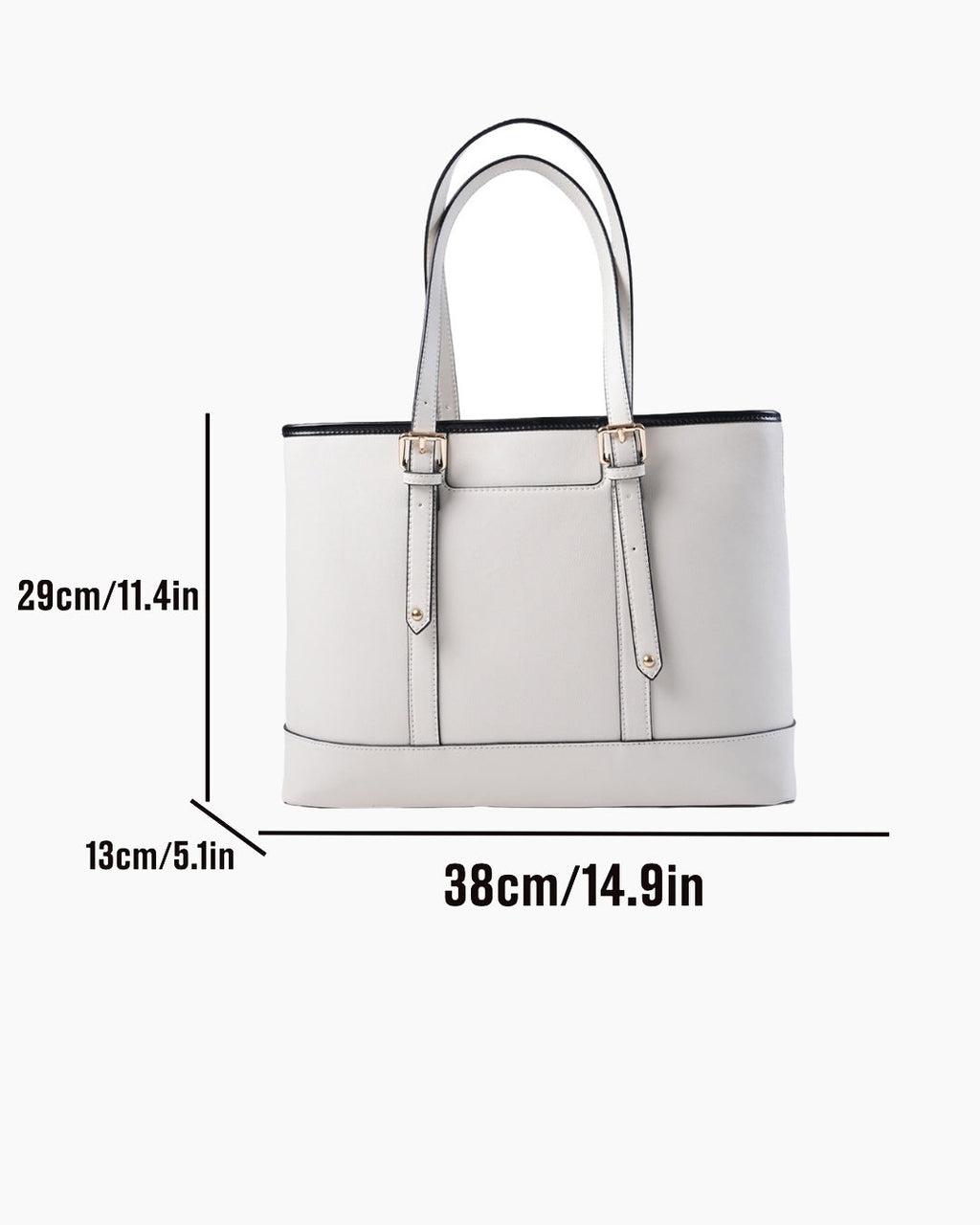 StyleShoot's Buckle Accent Office Tote Bag in Cream