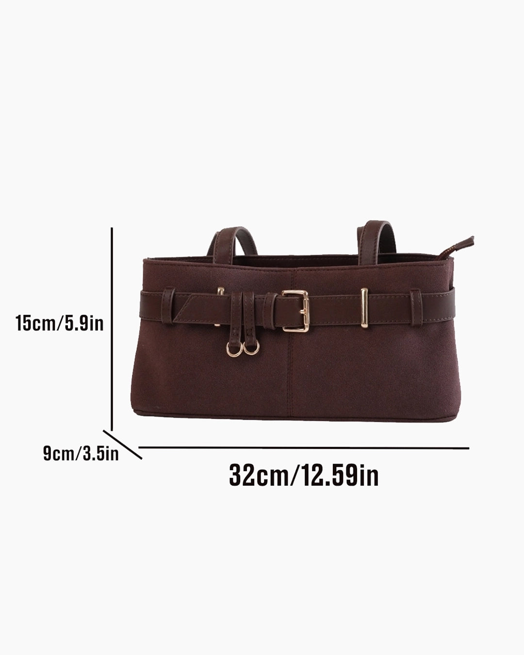 StyleShoot's Buckle Detail Structured Shoulder Bag in Coffee Brown