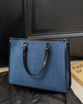 StyleShoot's Tailored Contrast Handle Tote Bag in Denim Blue