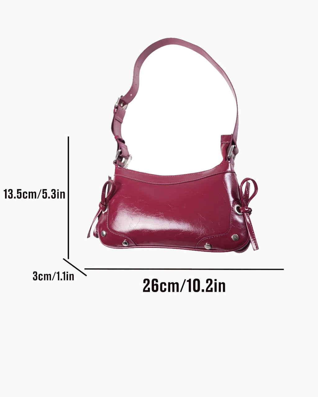 StyleShoot's Glossy Shoulder Bag With Tie Detail in Cherry Red