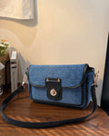 StyleShoot's Turn Lock Denim Crossbody Sling Bag in Blue