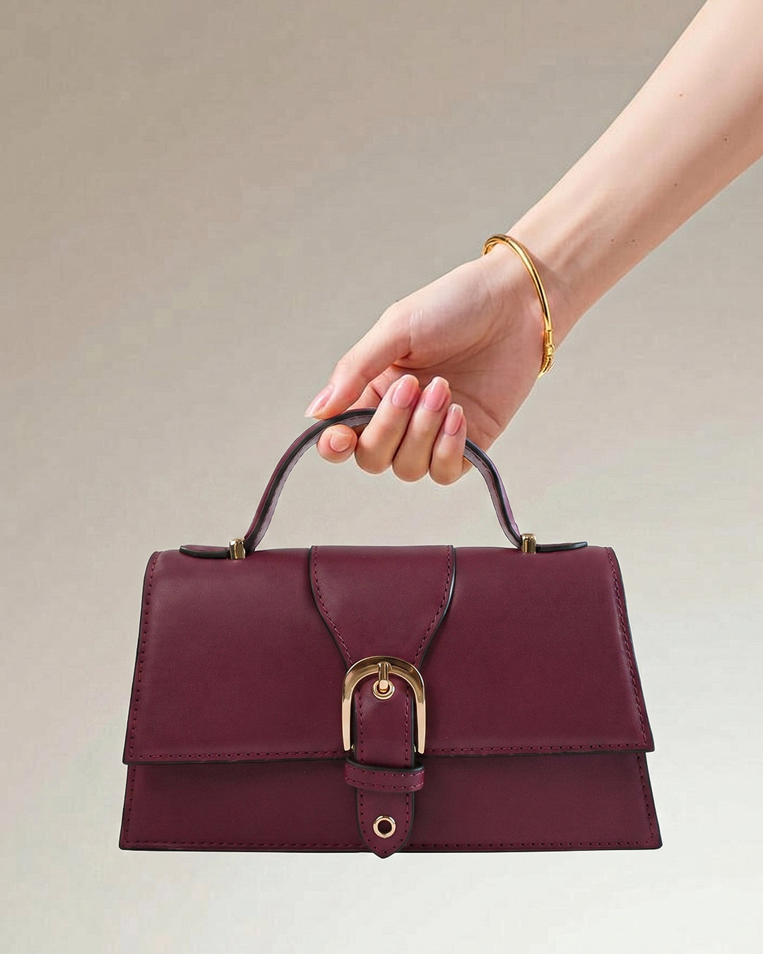 StyleShoot's Chain Strap Top Handle Sling Bag in Cherry Red