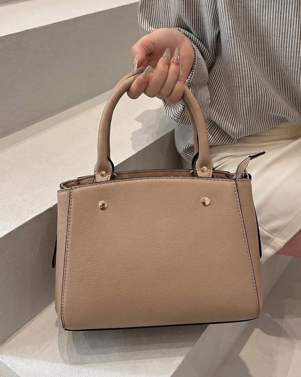 StyleShoot's Trapeze Shape Crossbody Sling Bag in Beige