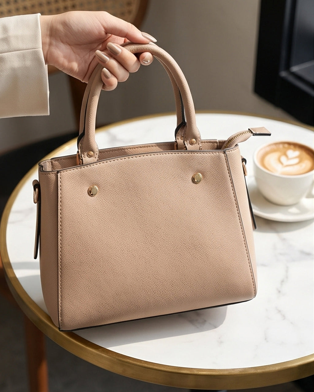 StyleShoot's Trapeze Shape Crossbody Sling Bag in Beige
