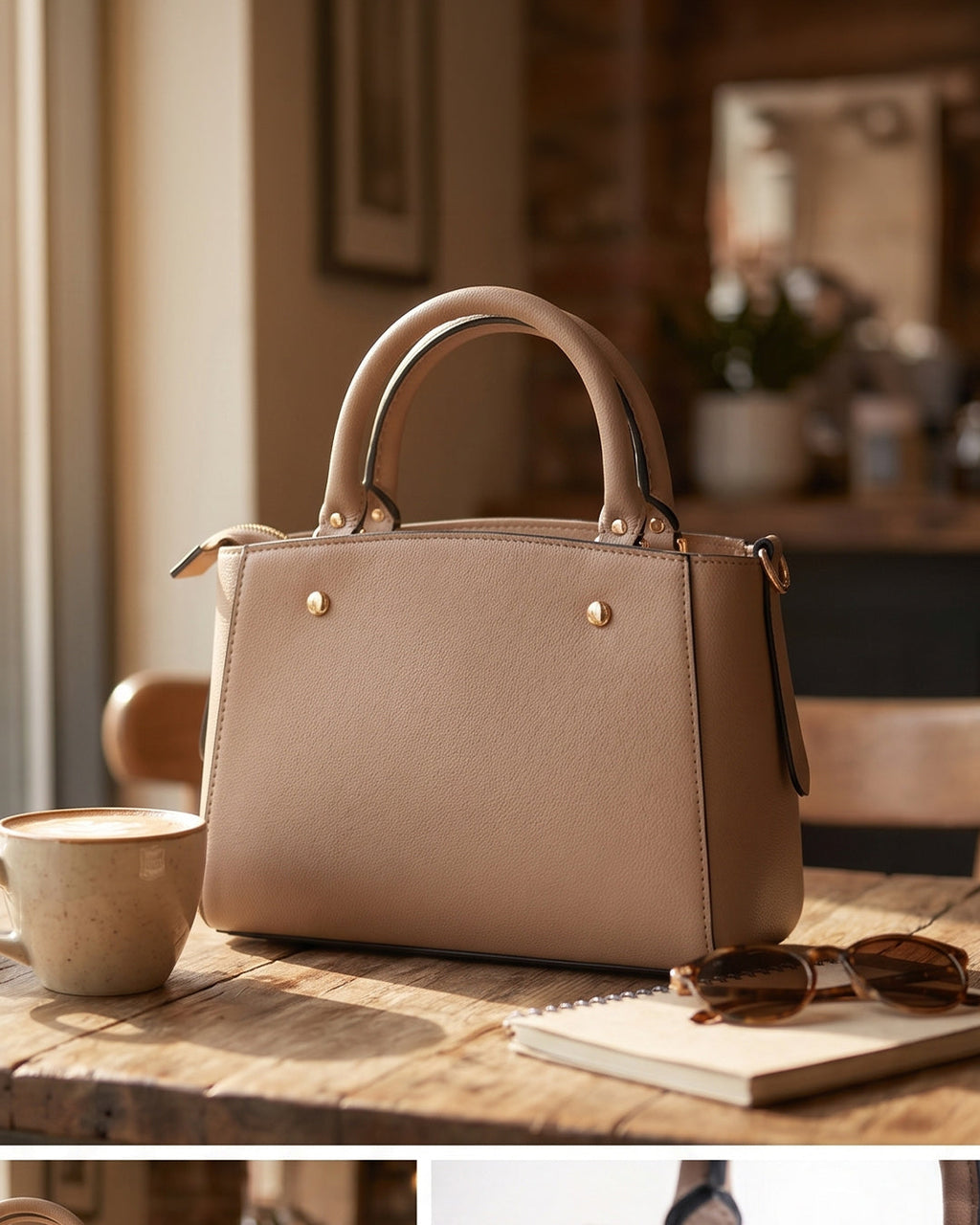 StyleShoot's Trapeze Shape Crossbody Sling Bag in Beige