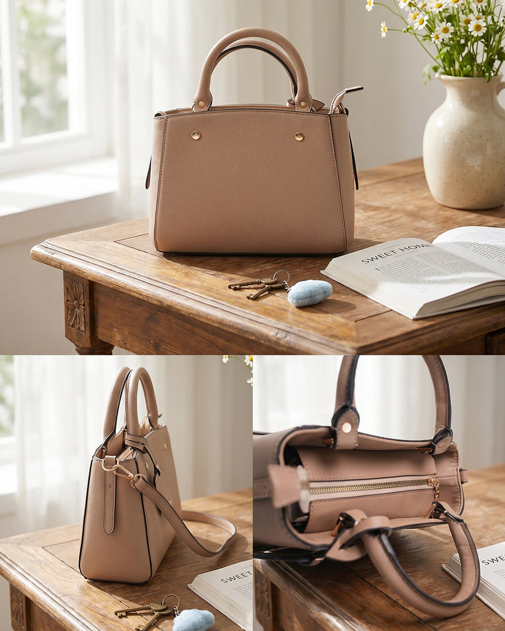 StyleShoot's Trapeze Shape Crossbody Sling Bag in Beige