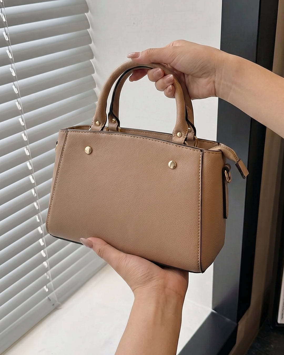 Trapeze Shape Crossbody Sling Bag in Beige