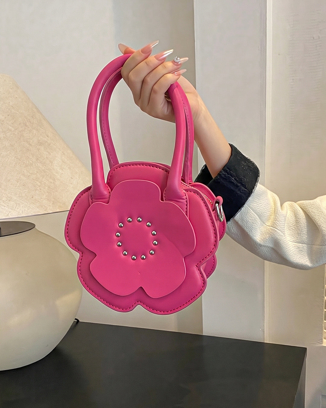 StyleShoot's Floral Shape Mini Crossbody Sling Bag in Hot Pink