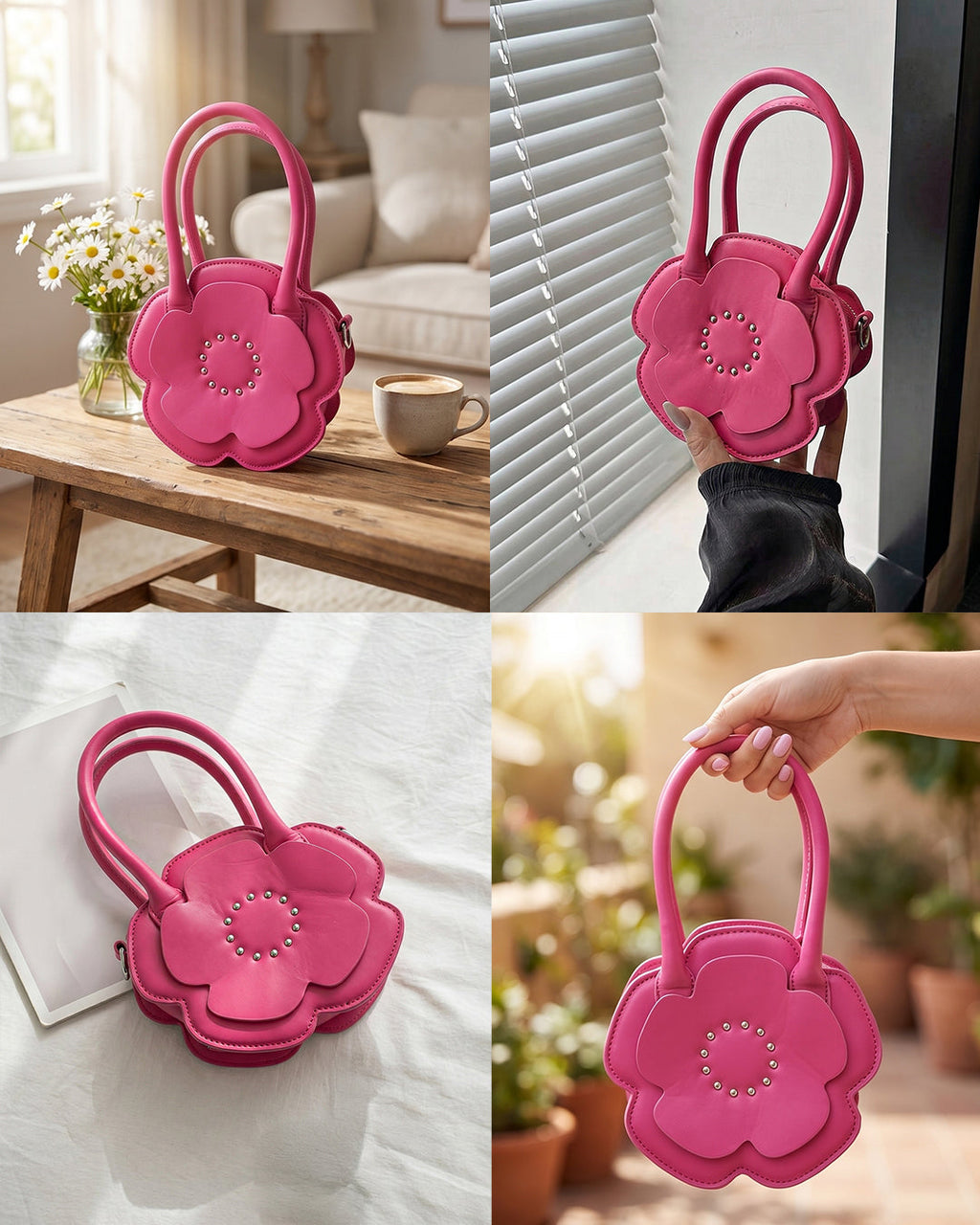 StyleShoot's Floral Shape Mini Crossbody Sling Bag in Hot Pink