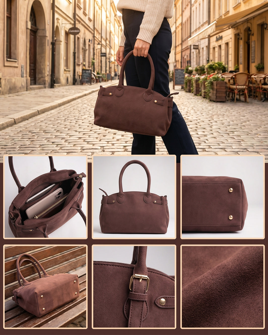 StyleShoot's Classic City Shoulder Bag in Chocolate Brown
