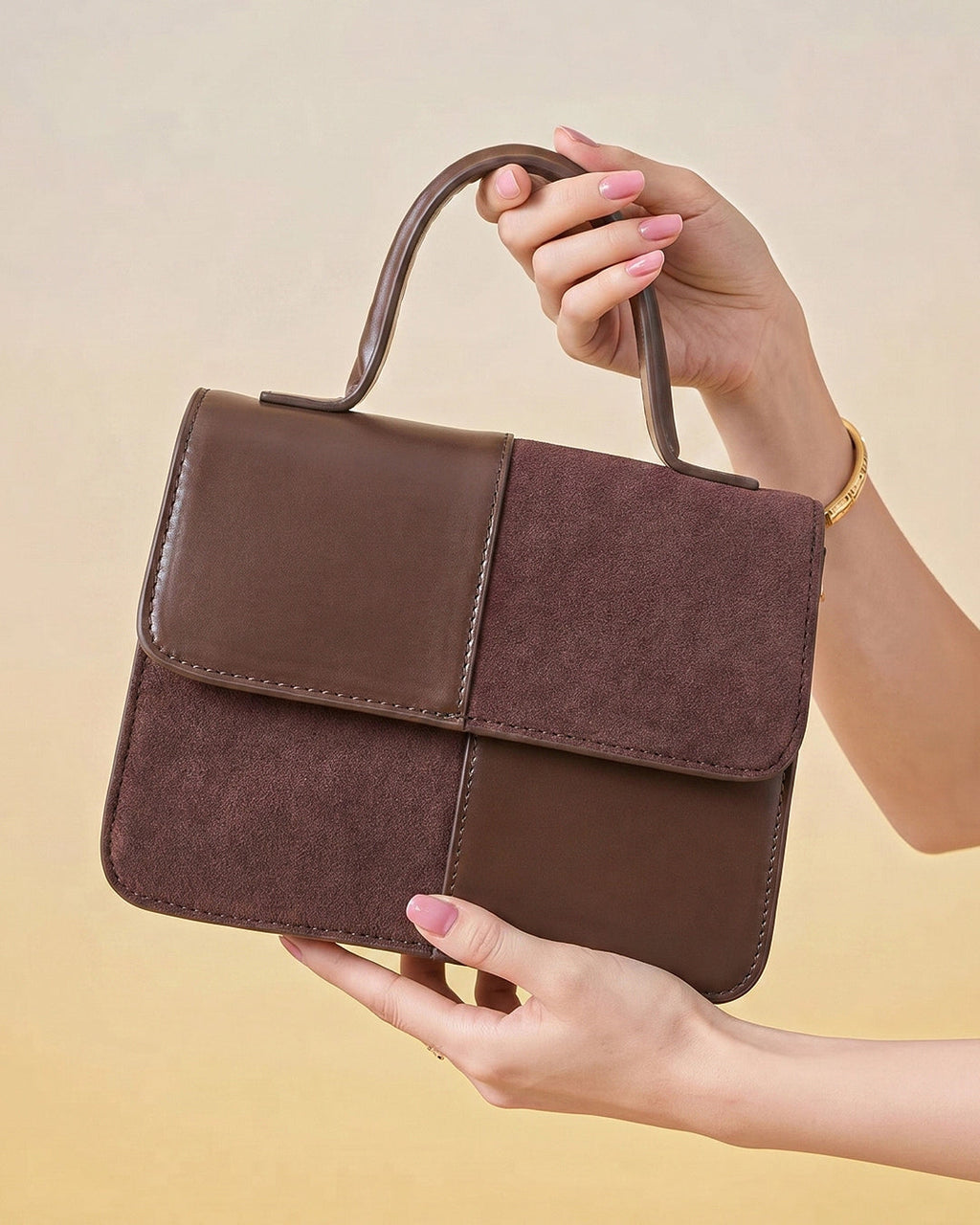 StyleShoot's Refined Top Handle Sling Bag in Brown
