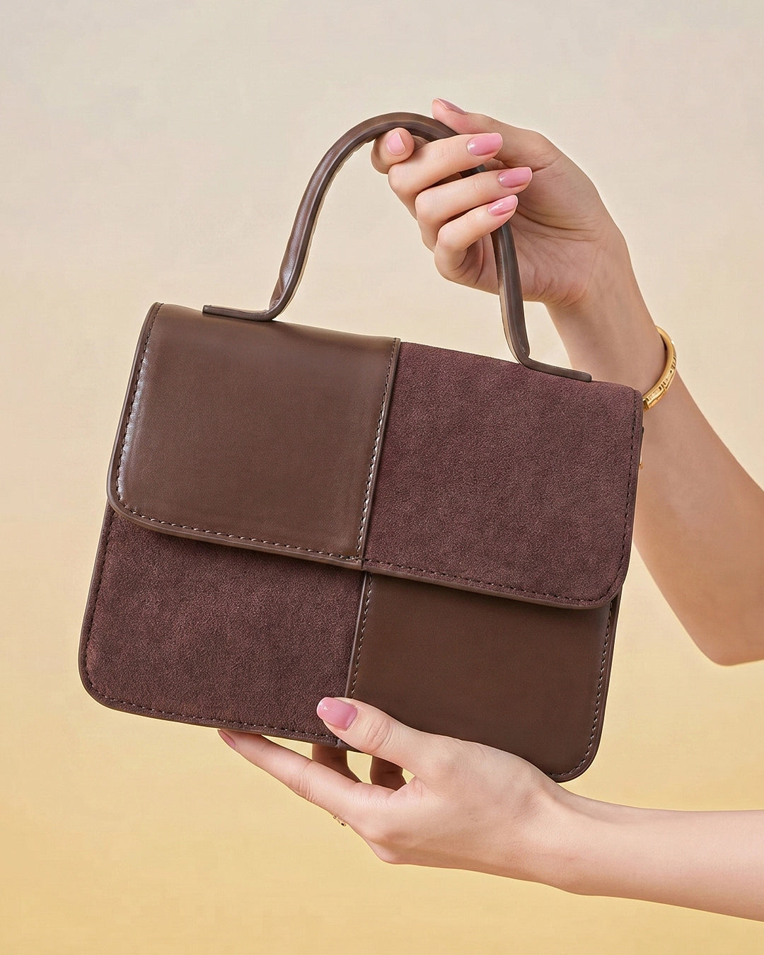 StyleShoot's Refined Top Handle Sling Bag in Brown