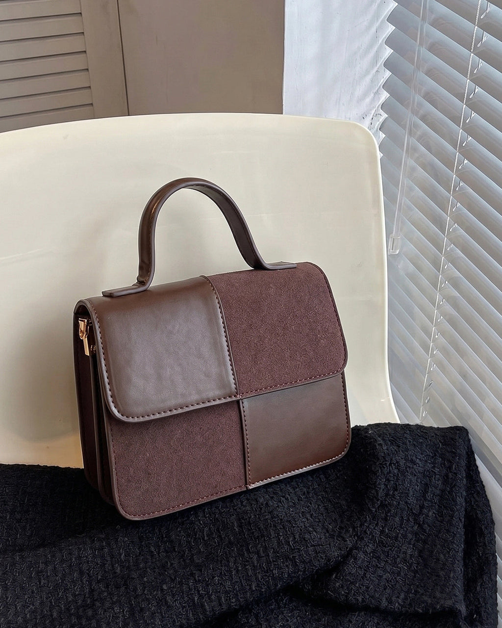 StyleShoot's Refined Top Handle Sling Bag in Brown