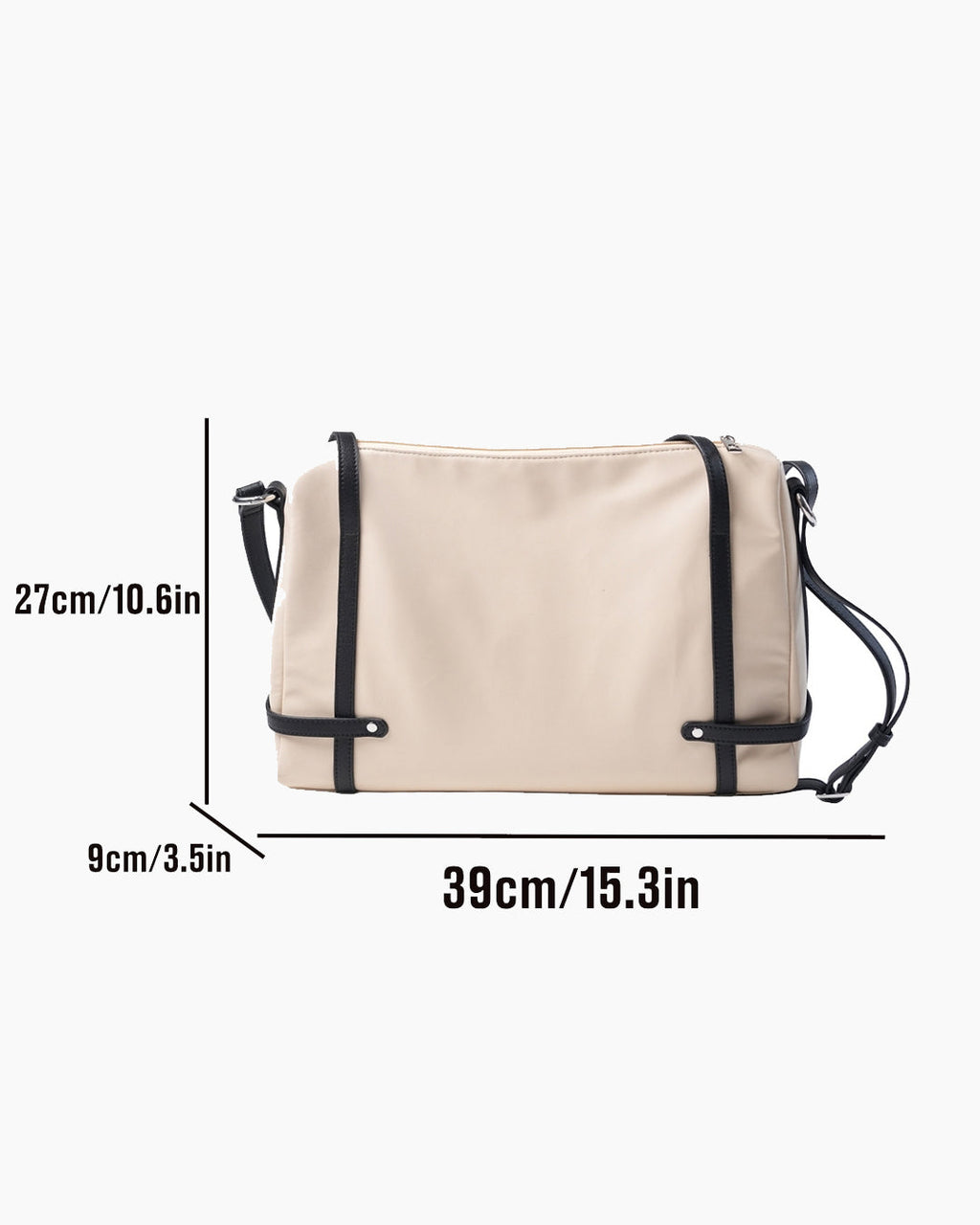 StyleShoot's Functional Shoulder Bag With Contrast Strap Detail in Cream