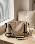 StyleShoot's Functional Shoulder Bag With Contrast Strap Detail in Cream