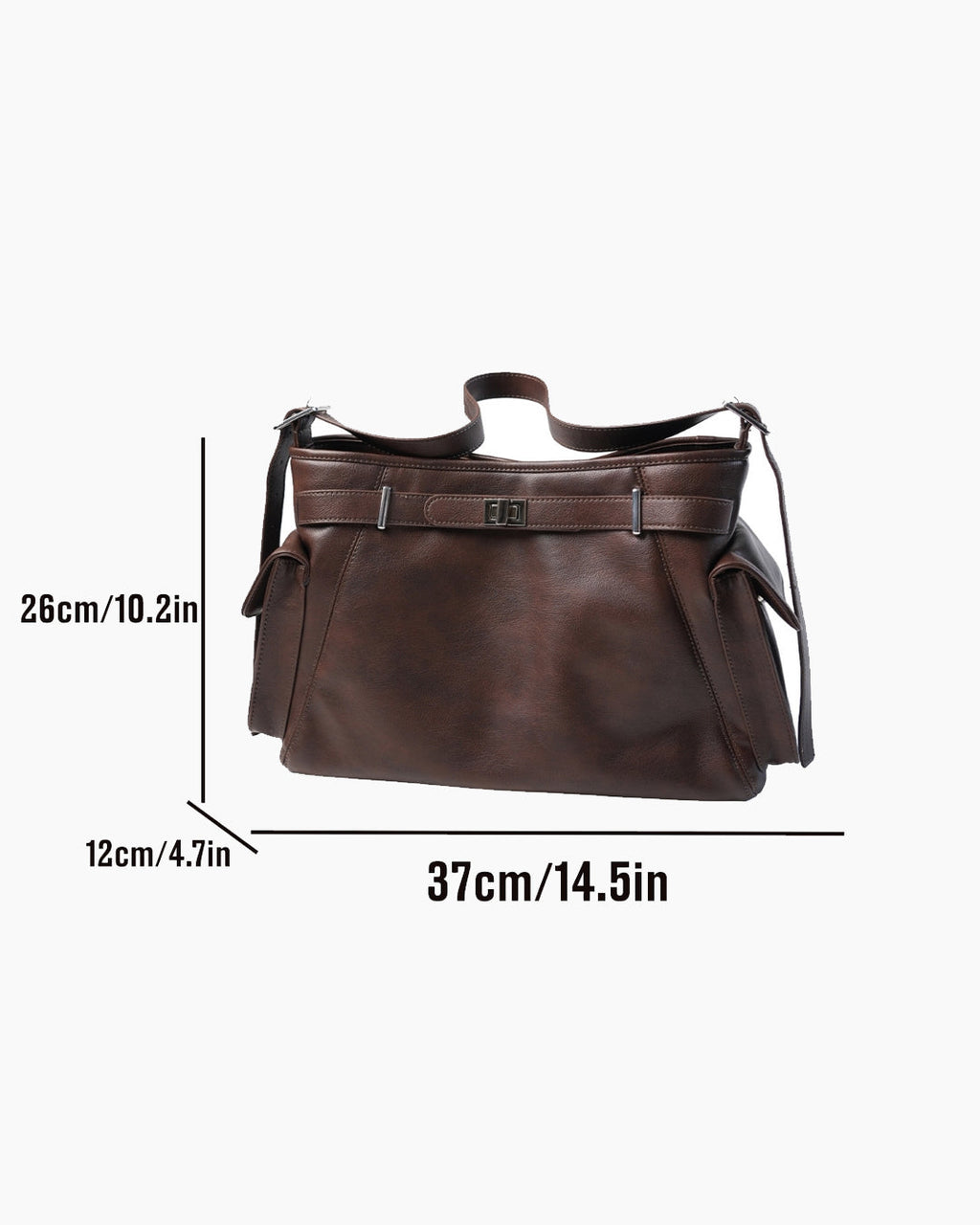 StyleShoot's Adjustable Strap Shoulder Bag in Espresso Brown