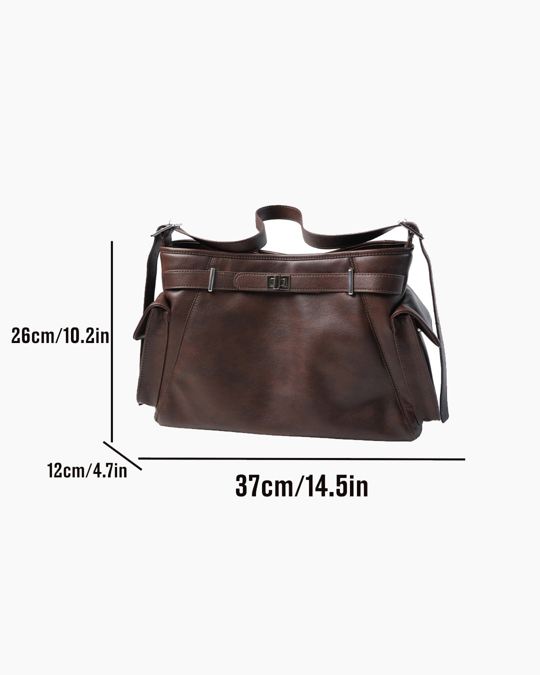 StyleShoot's Adjustable Strap Shoulder Bag in Espresso Brown