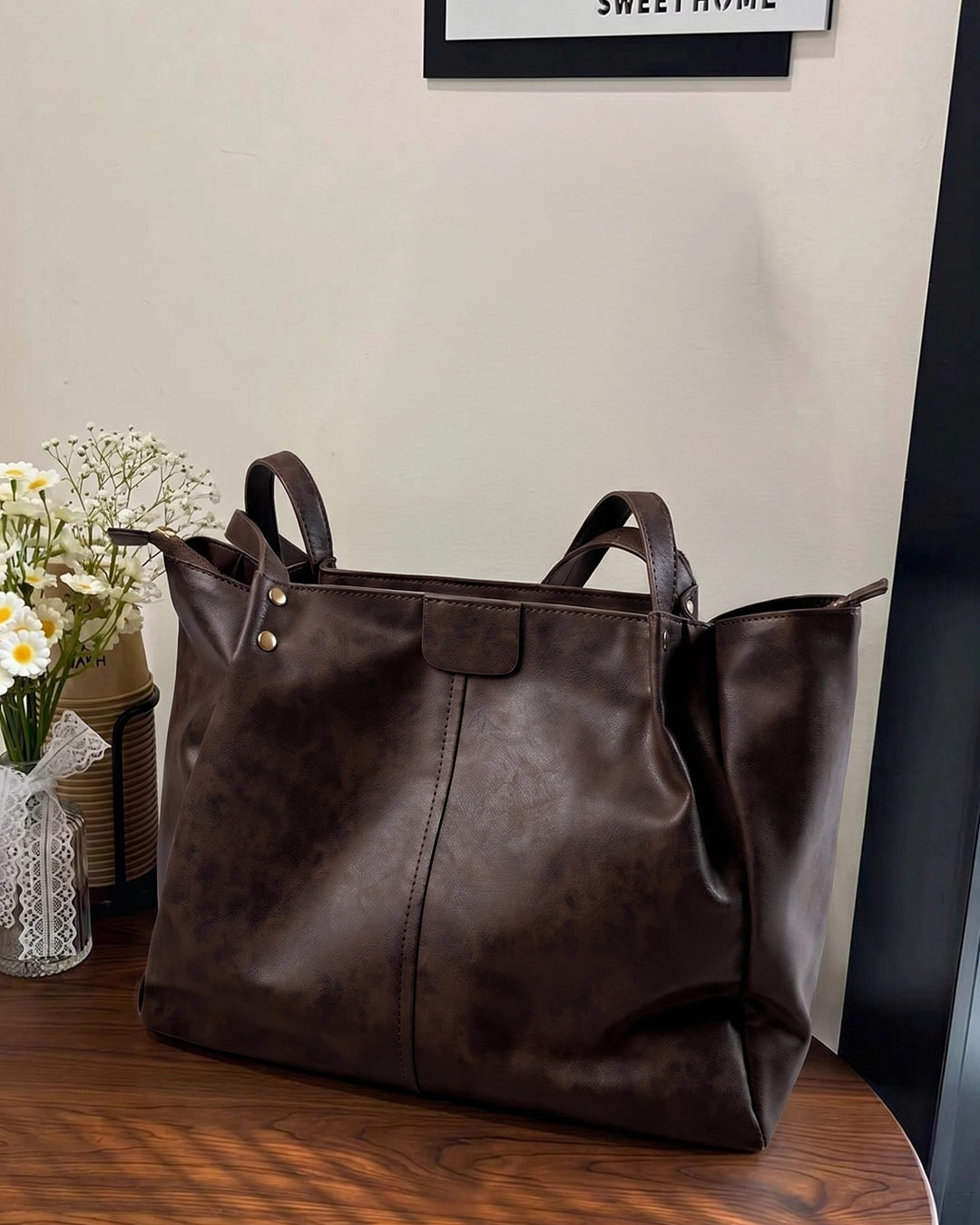 StyleShoot's Spacious Everyday Shoulder Tote in Cocoa Brown