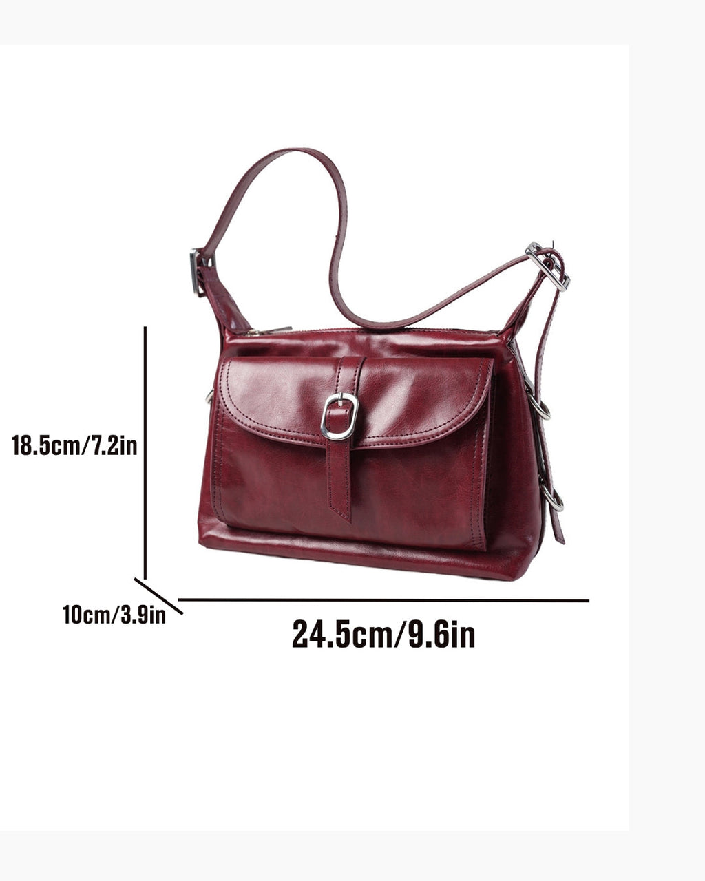 StyleShoot's Buckle Closure Flap Detail Shoulder Bag in Cherry Red