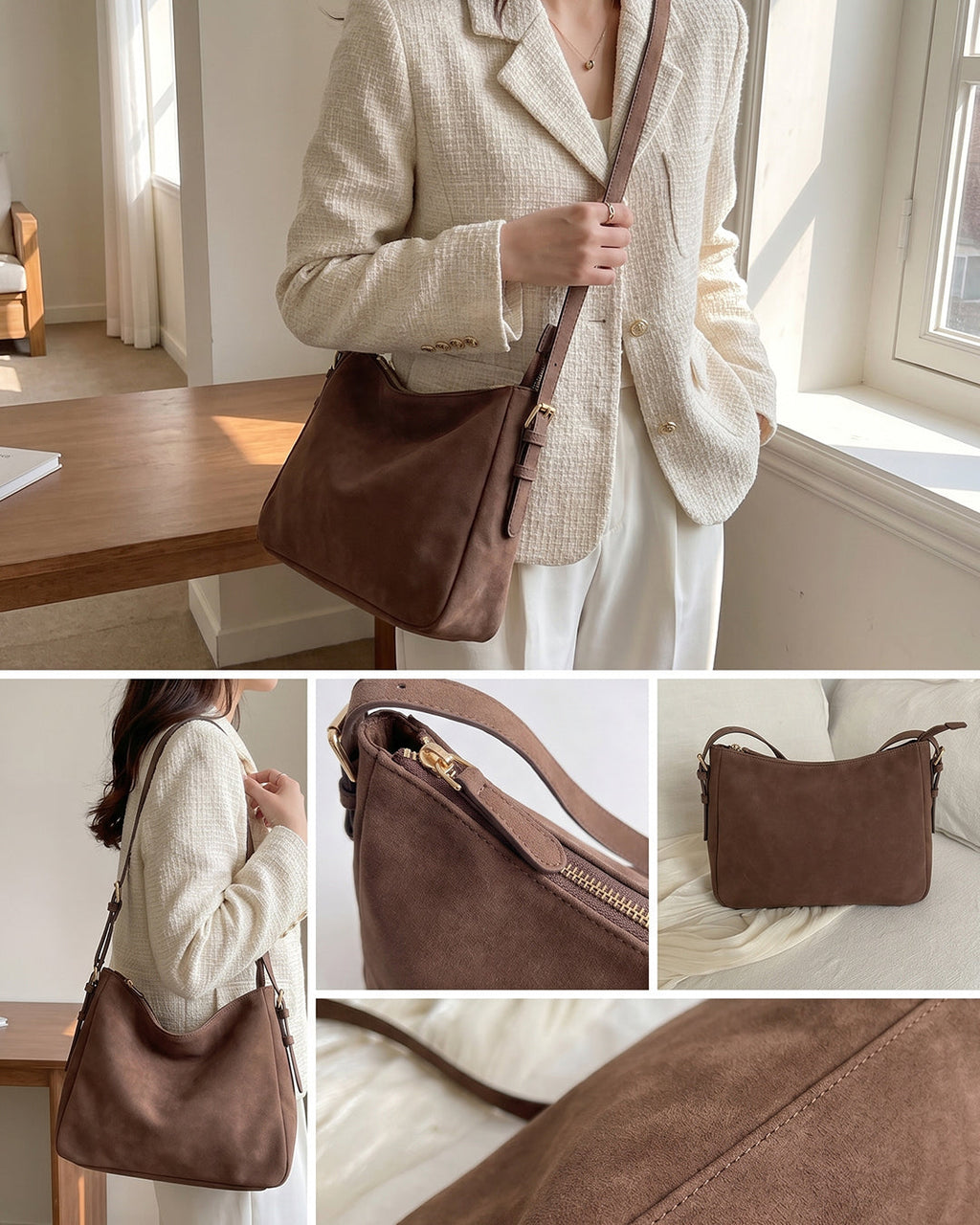 StyleShoot's Casual Luxe Hobo Style Shoulder Bag in Brown