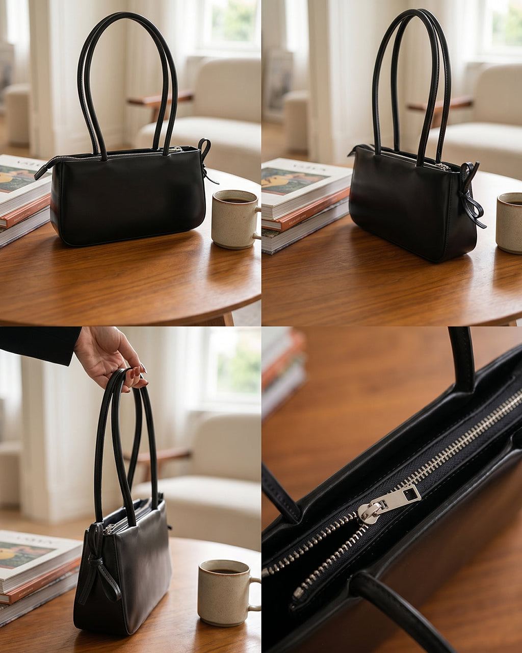 StyleShoot's Cute Bow Tie Detail Shoulder Handbag in Black