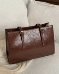 StyleShoot's Polished Tote Carryall Bag in Chocolate Brown