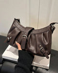 StyleShoot's Pleated Zip Closure Shoulder Bag in Cocoa Brown