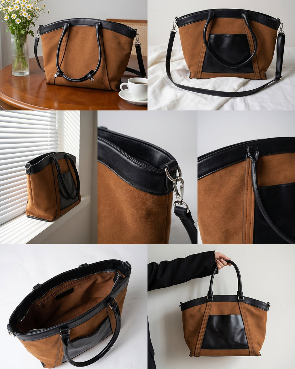 StyleShoot's Detachable Strap Tote Bag in Rust Brown