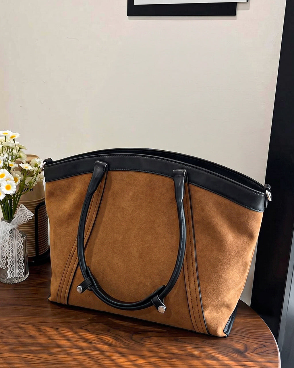 StyleShoot's Detachable Strap Tote Bag in Rust Brown