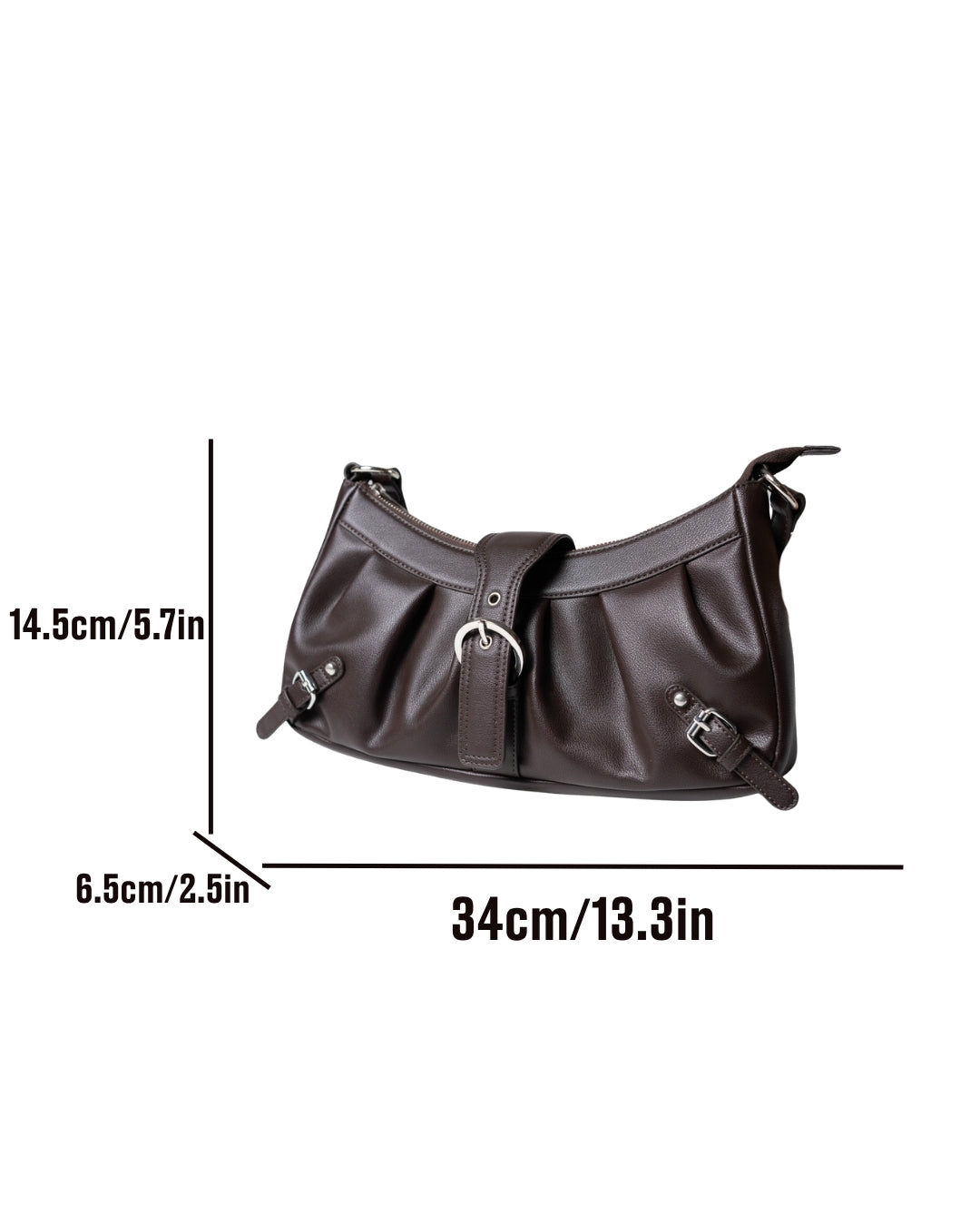 StyleShoot's Pleated Zip Closure Shoulder Bag in Cocoa Brown