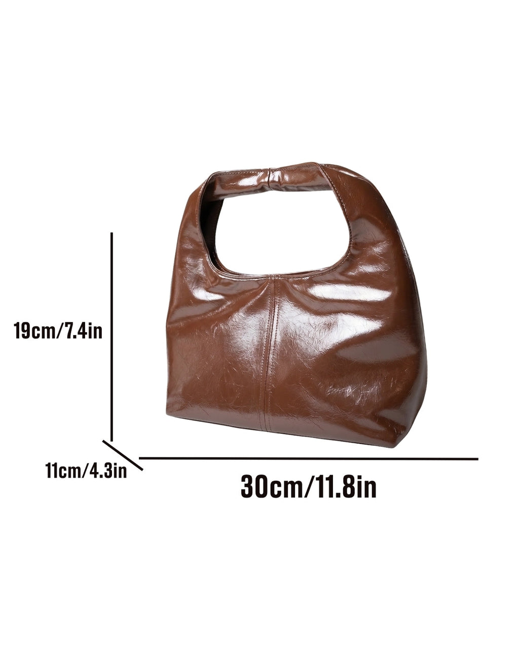 StyleShoot's Glossy Finish Hobo Shoulder Bag in Espresso Brown