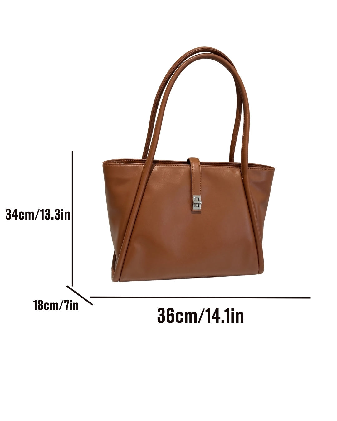 StyleShoot's Minimalist Turn Lock Tote Bag in Rust Brown
