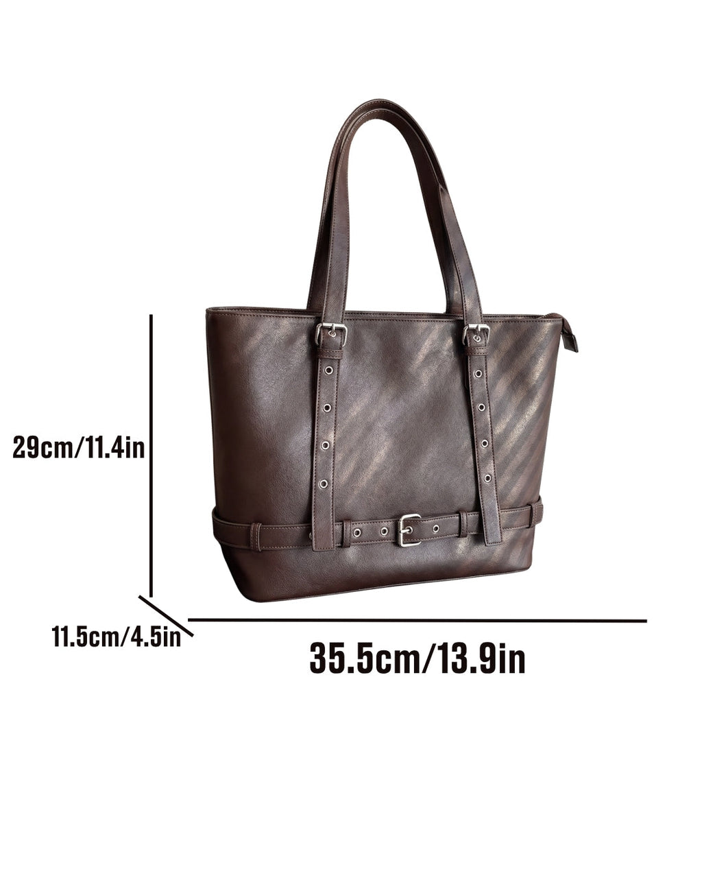 StyleShoot's Belt Accent Work Tote Bag in Chocolate Brown