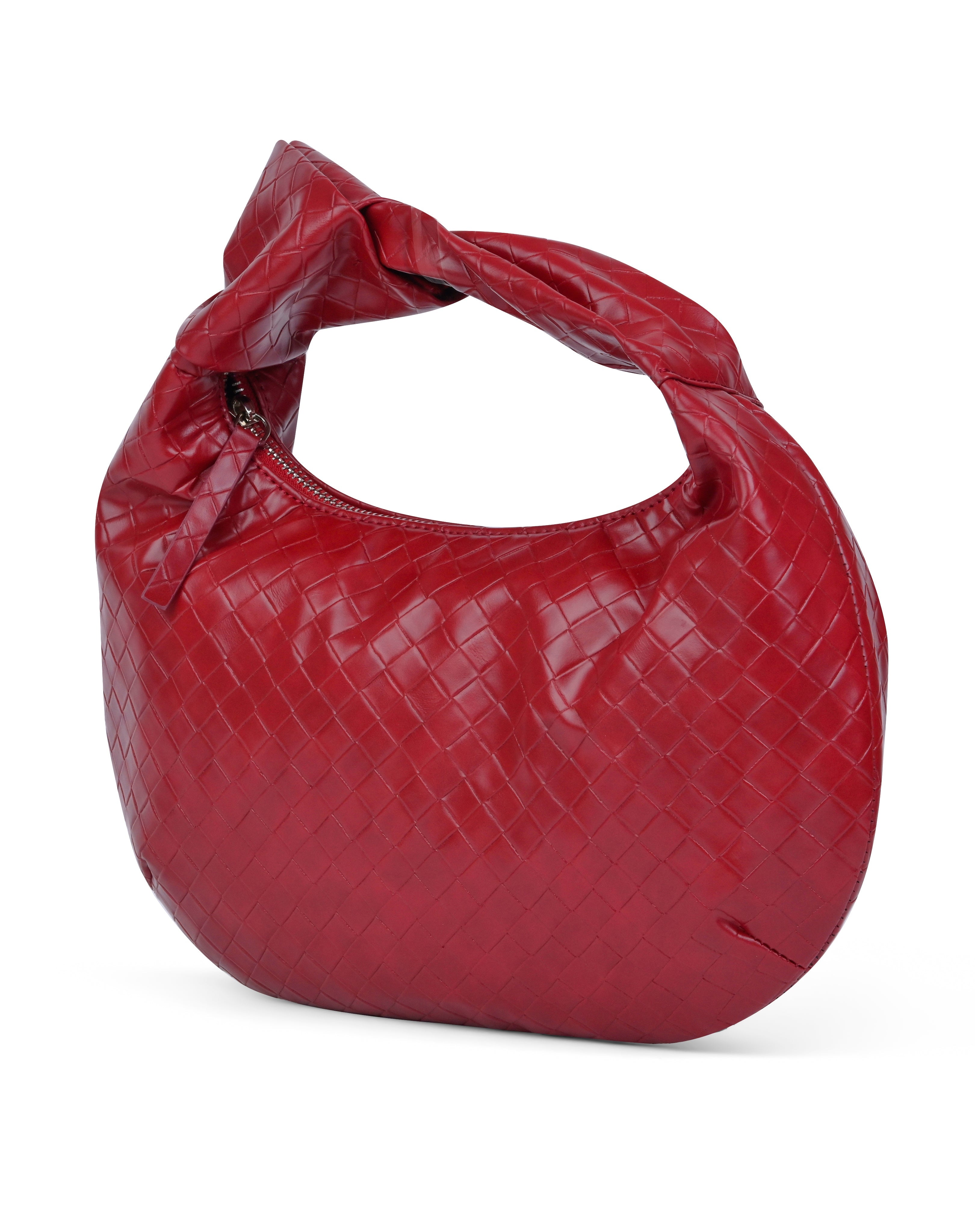 StyleShoot's Puffy Knot Handle Shoulder Bag in Maroon