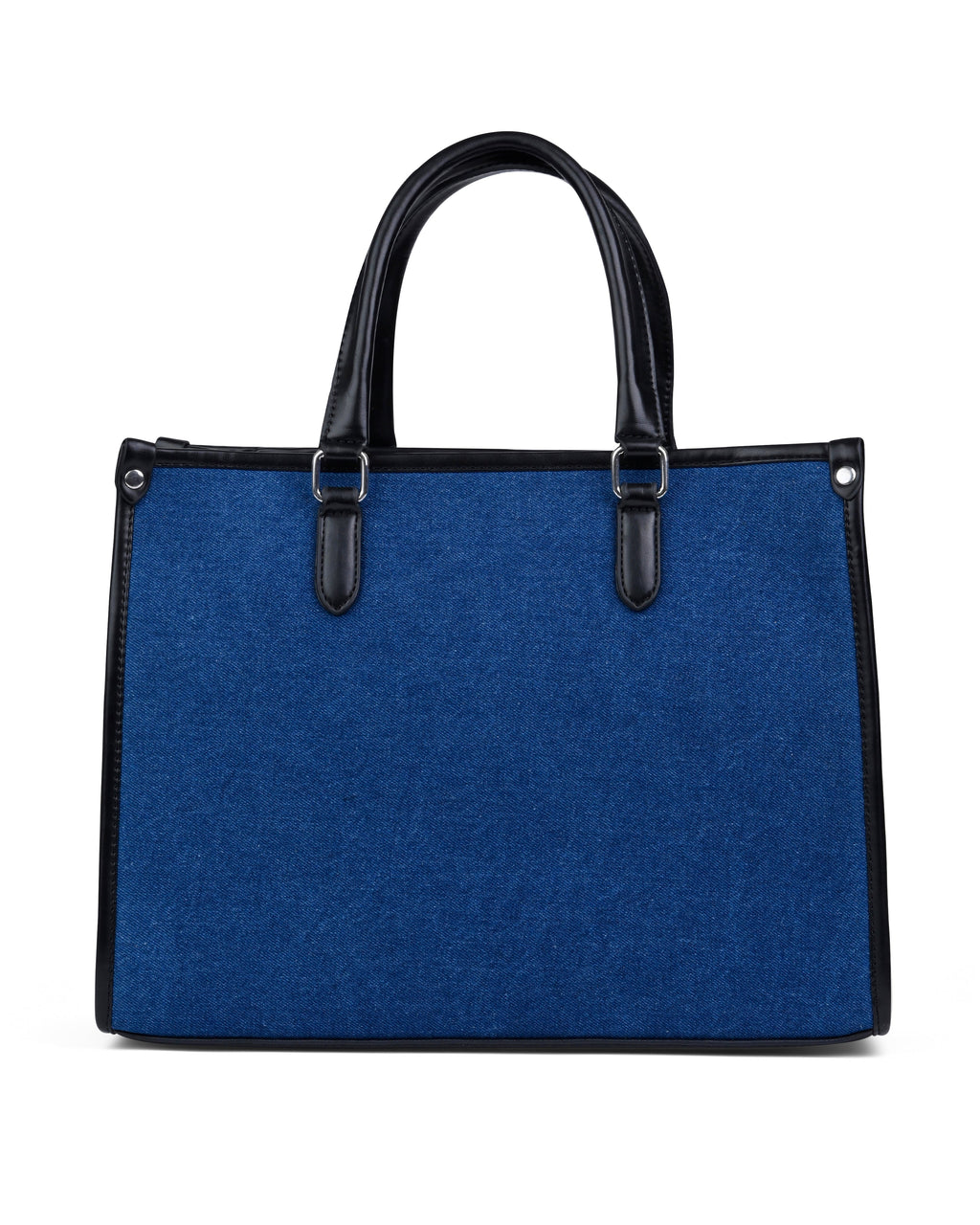 StyleShoot's Tailored Contrast Handle Tote Bag in Denim Blue