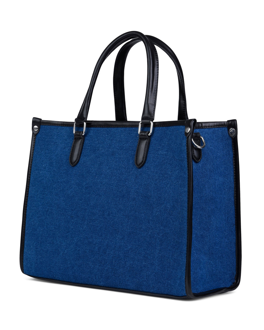 StyleShoot's Tailored Contrast Handle Tote Bag in Denim Blue
