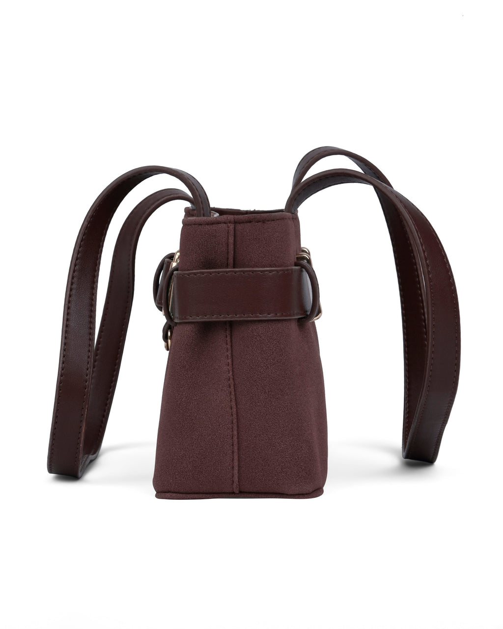 StyleShoot's Buckle Detail Structured Shoulder Bag in Coffee Brown
