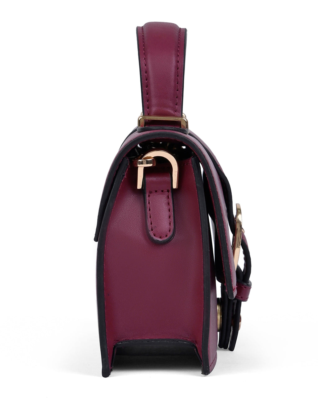 StyleShoot's Chain Strap Top Handle Sling Bag in Cherry Red