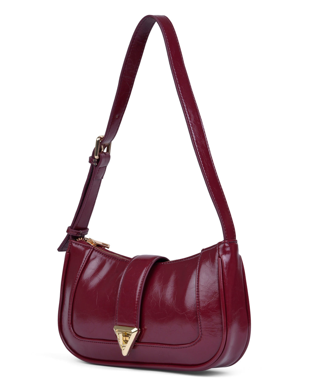 StyleShoot's Elegant Patent Finish Shoulder Bag in Cherry Red