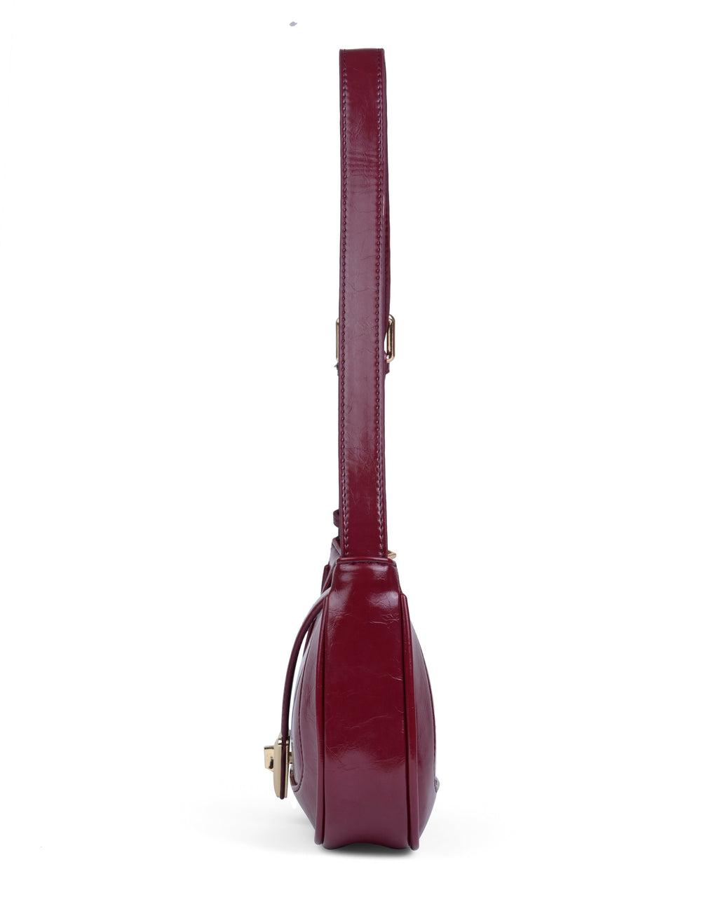 StyleShoot's Elegant Patent Finish Shoulder Bag in Cherry Red