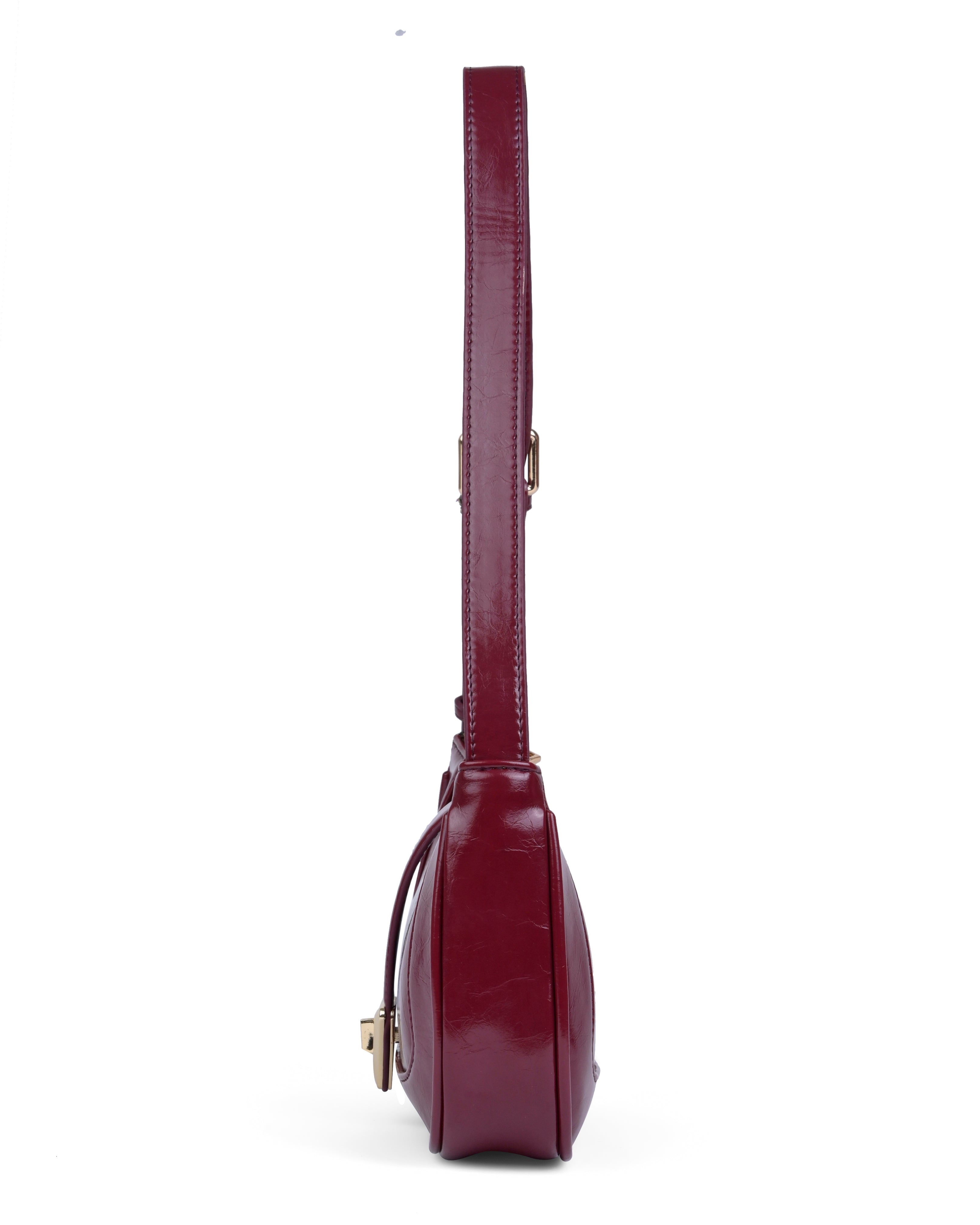 StyleShoot's Elegant Patent Finish Shoulder Bag in Cherry Red