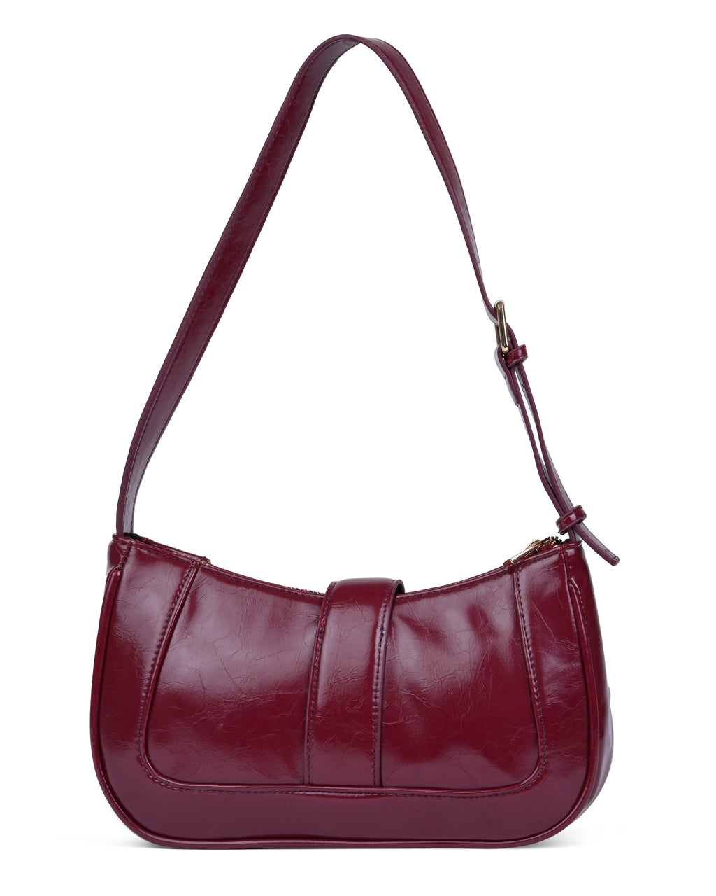 StyleShoot's Elegant Patent Finish Shoulder Bag in Cherry Red