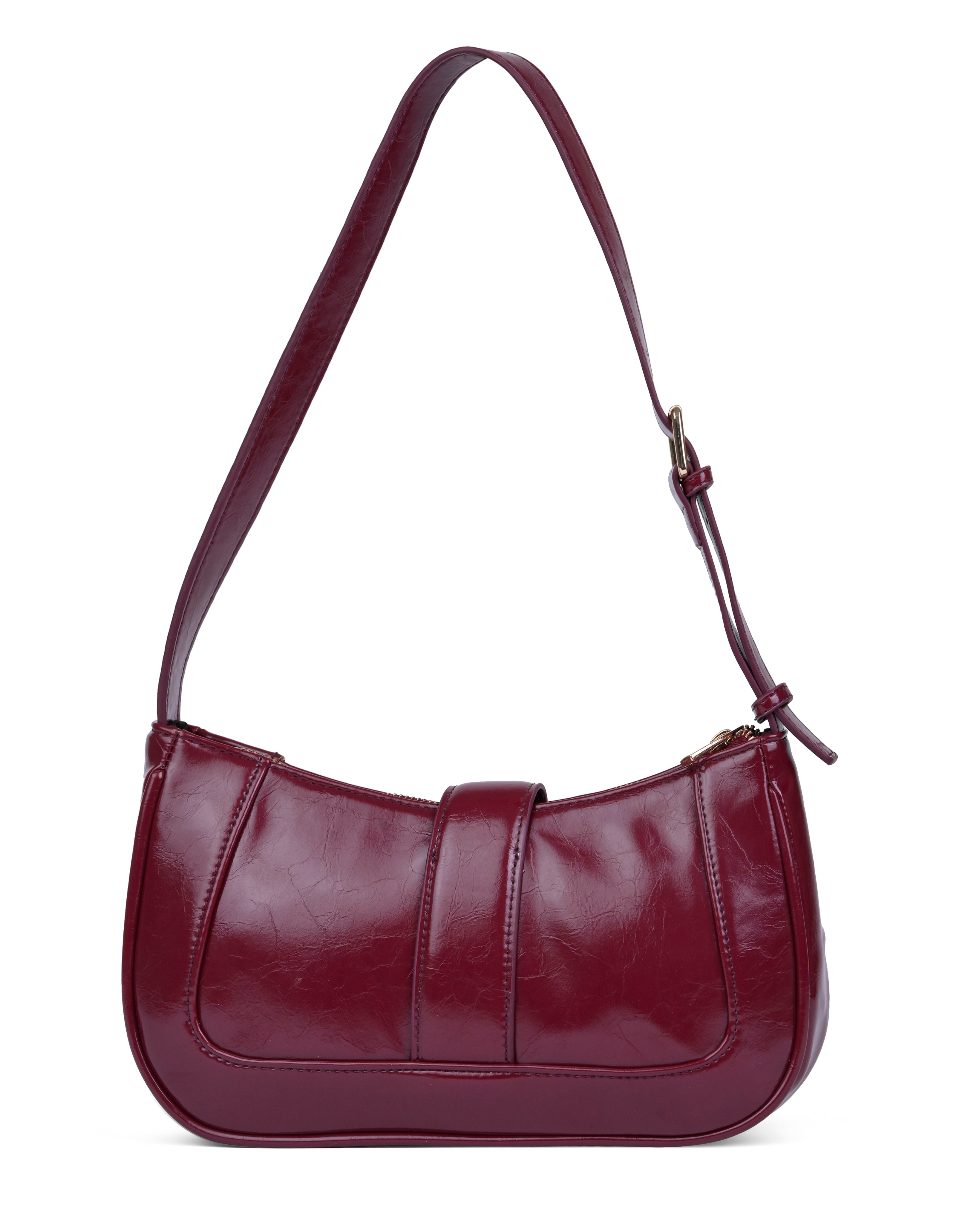 StyleShoot's Elegant Patent Finish Shoulder Bag in Cherry Red