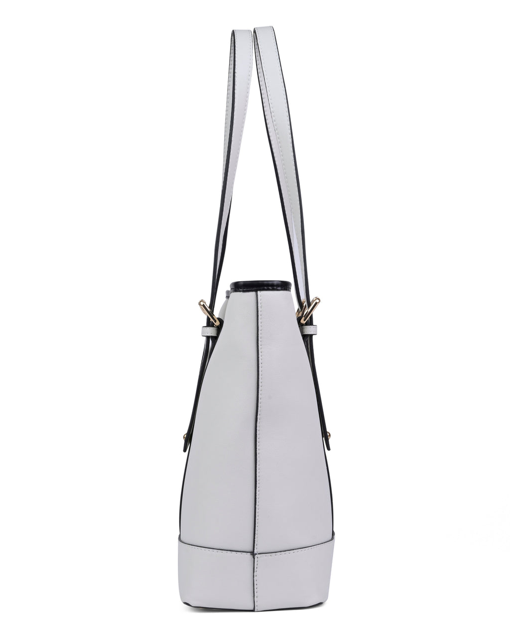 StyleShoot's Buckle Accent Office Tote Bag in Cream