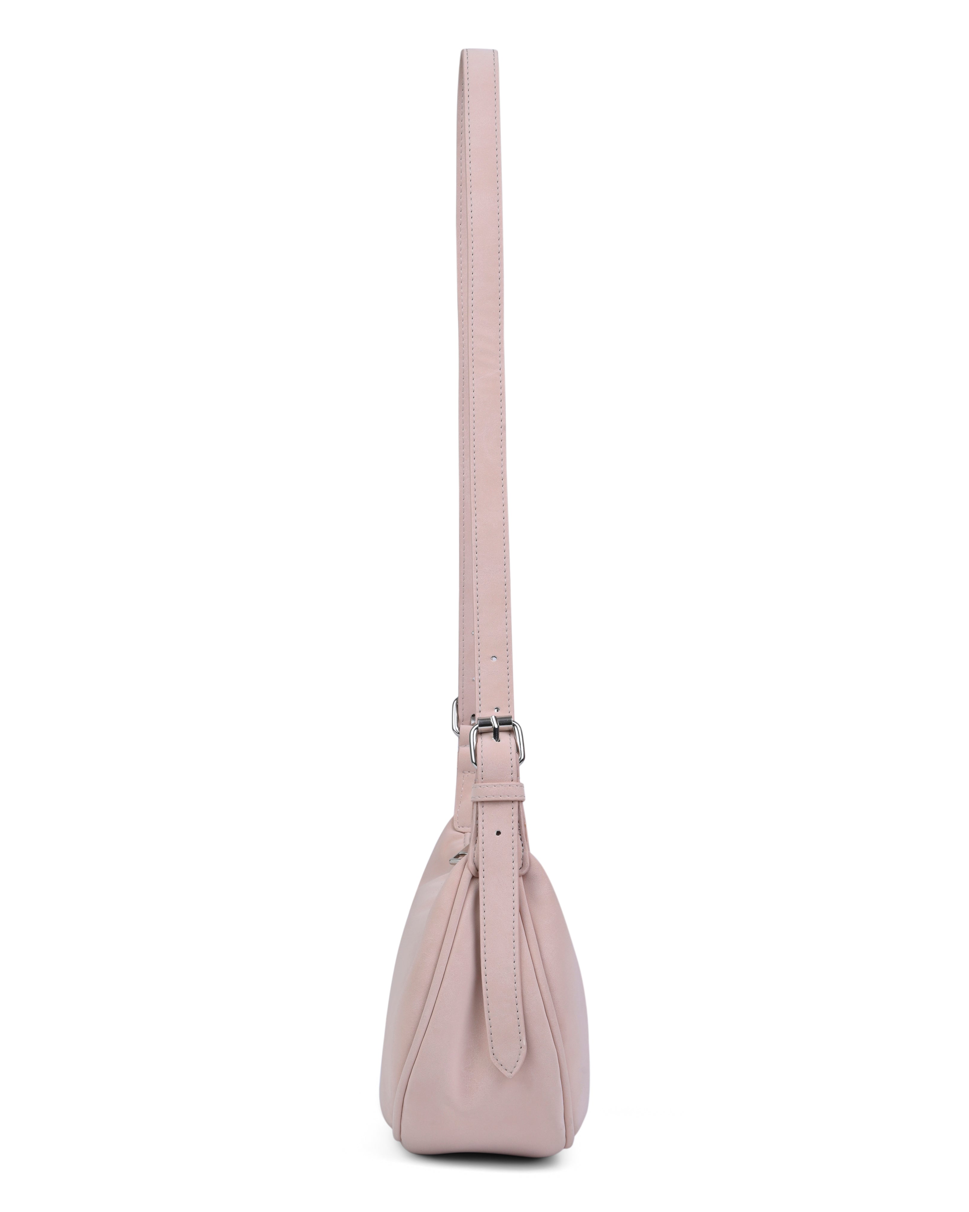 StyleShoot's Minimal Curved Shoulder Bag in Beige