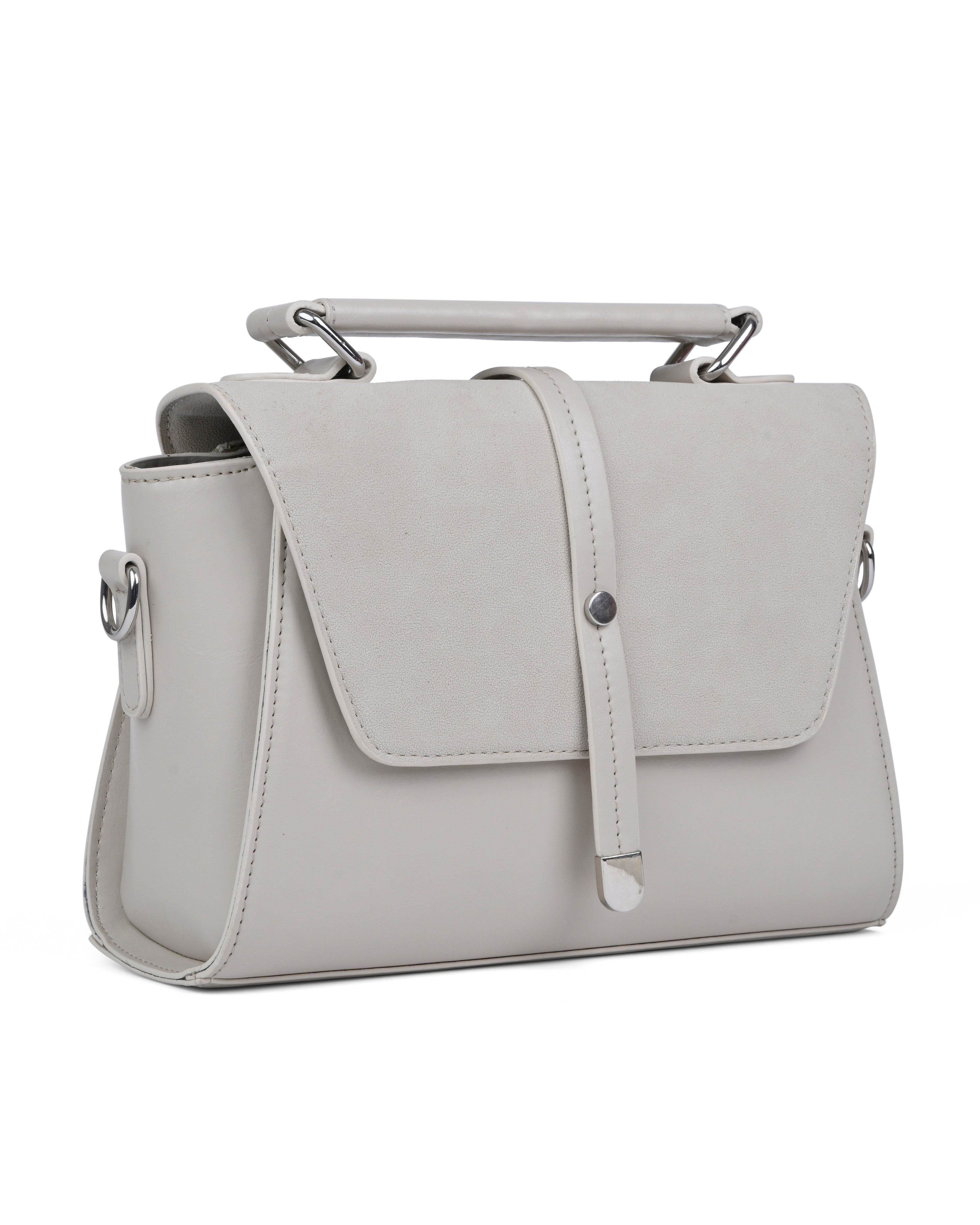 StyleShoot's Vintage Style Top Handle Crossbody Sling Bag in Cream