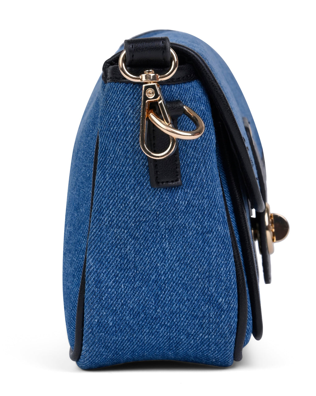 StyleShoot's Turn Lock Denim Crossbody Sling Bag in Blue