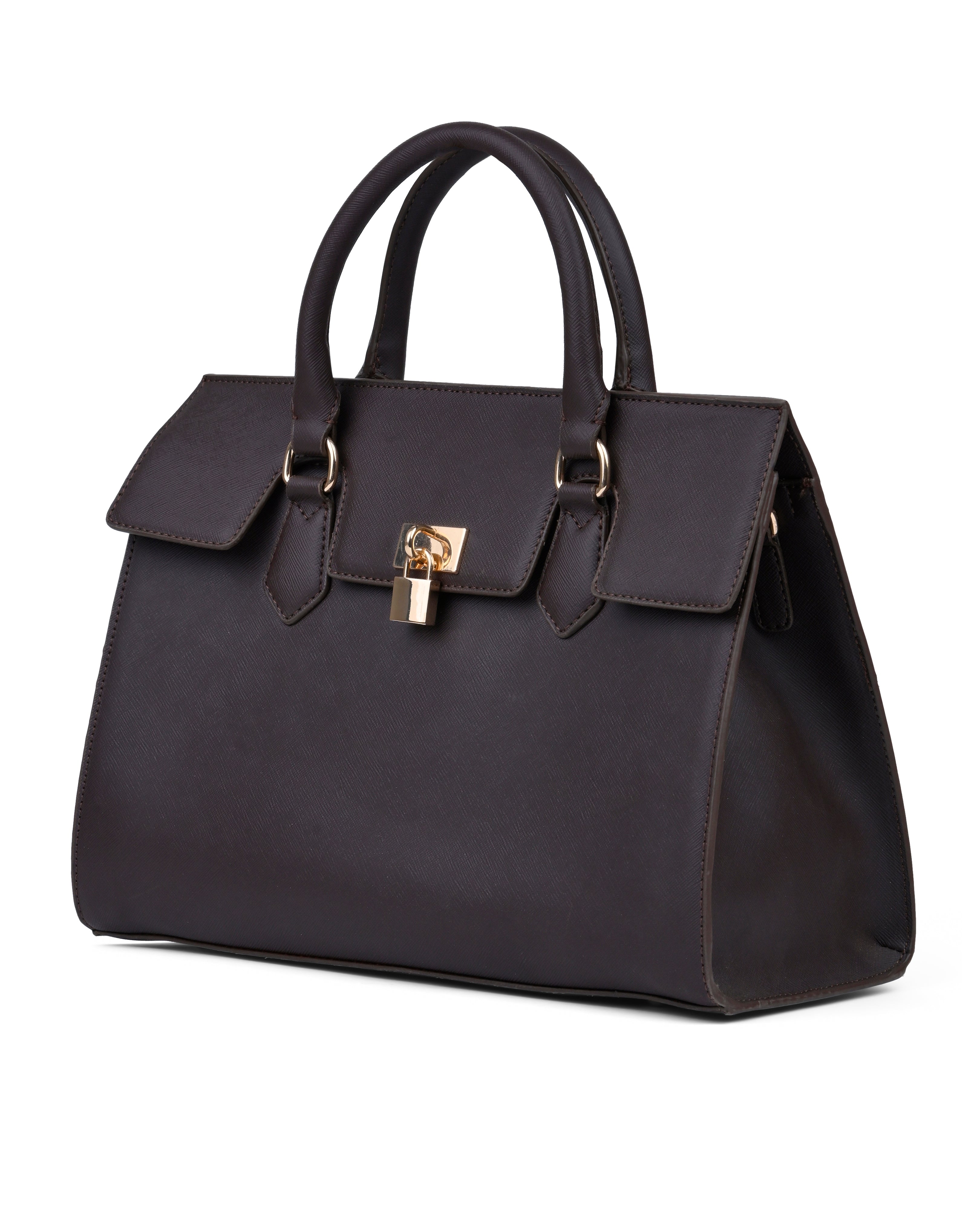 StyleShoot's Fashion Buckle Strap Office Shoulder Bag in Cocoa Brown